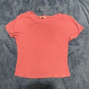Bozzolo Ribbed Dusty Pink Short Sleeve Top